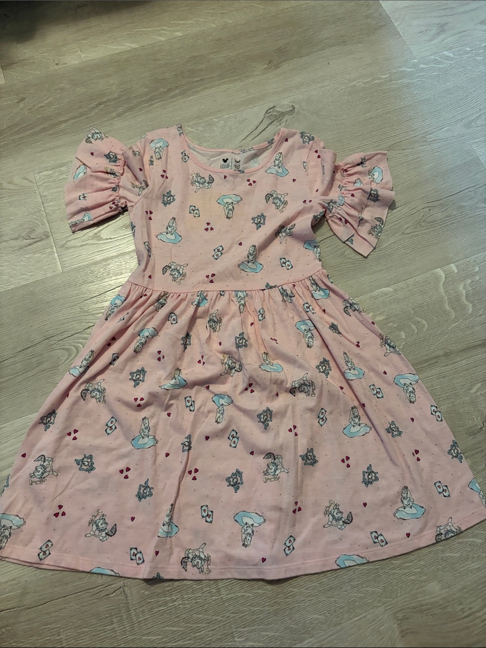 Pink Princess Print Puff-Sleeve Kids Dress by jumping beans